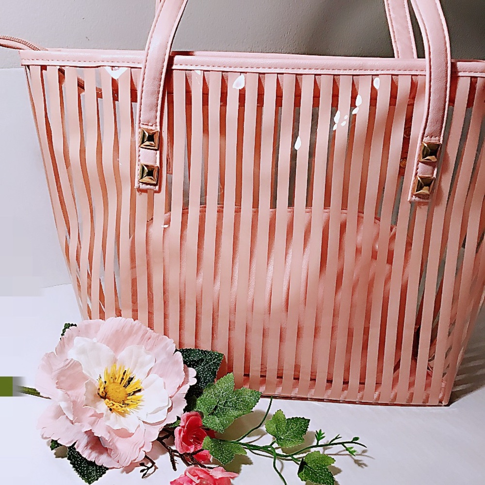 Transparent Beach Jelly Bag. Peach.